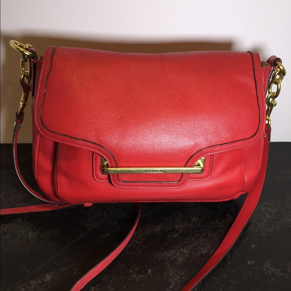 Red Coach Taylor Smooth Flap shoulder bag